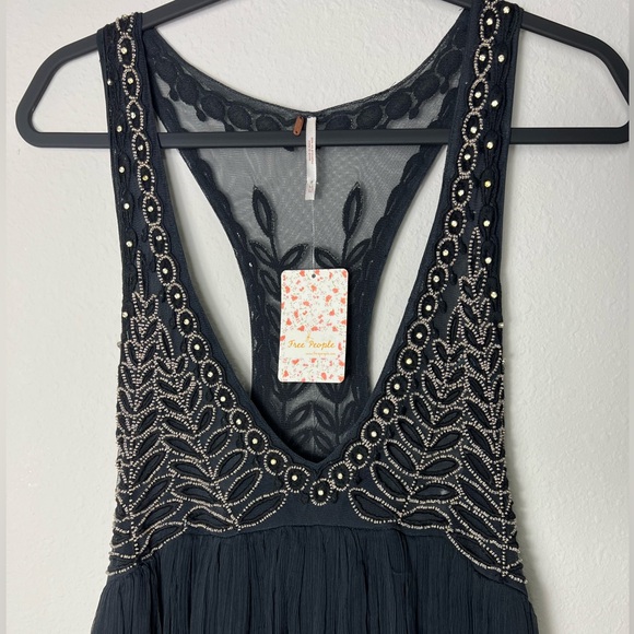 Free People Twilight beaded black mini dress size medium NWT - Picture 3 of 5